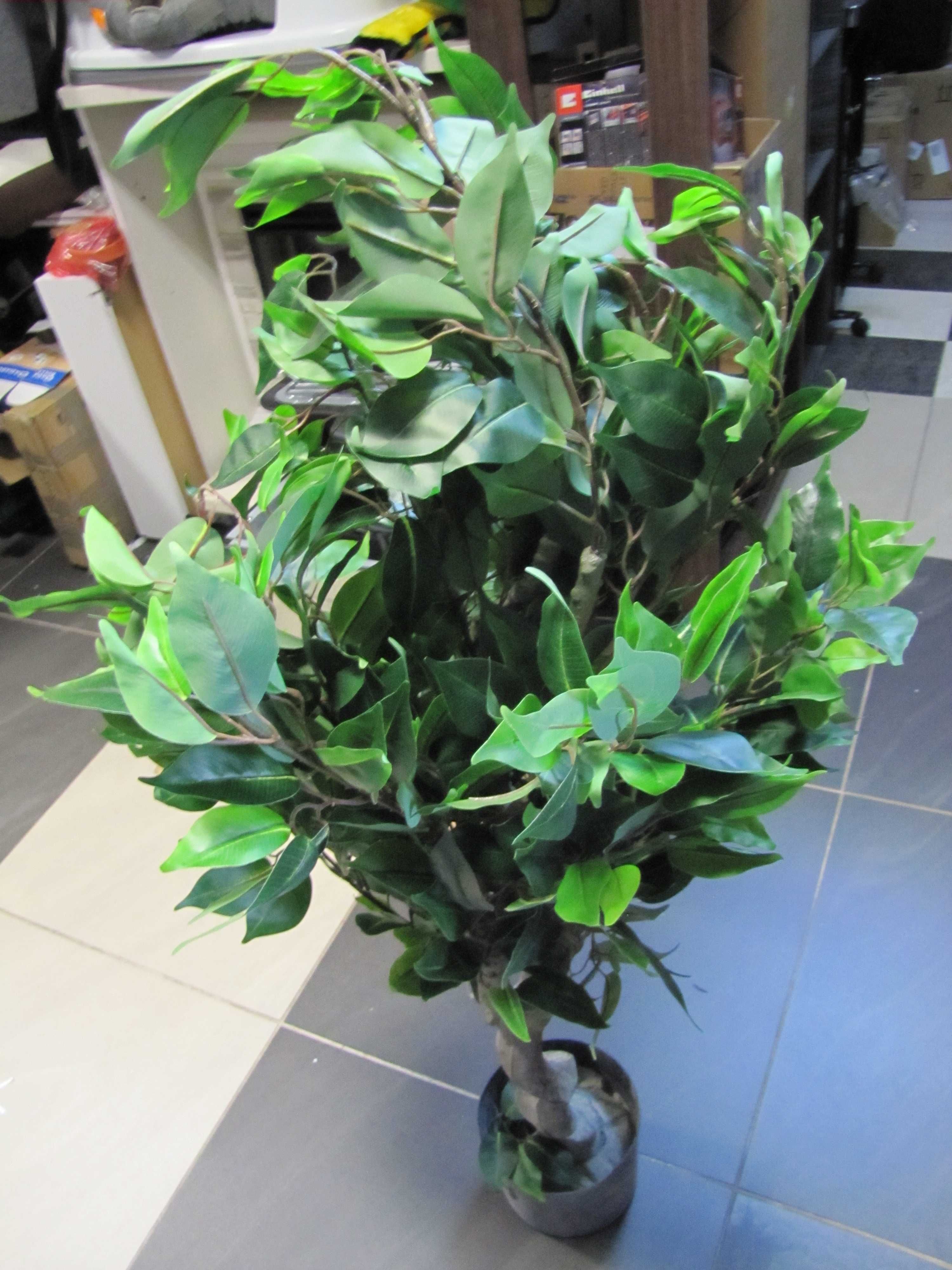 Sztuczne zielone tkane drzewo/roślina ficus ok. 110 cm