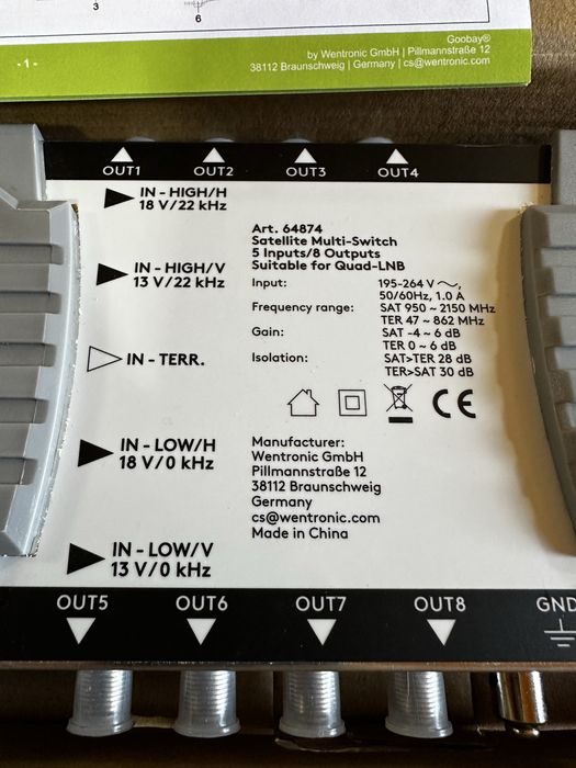 goobay 64876 - Мультисвітч для супутників 5-16 / на 16 абонентів