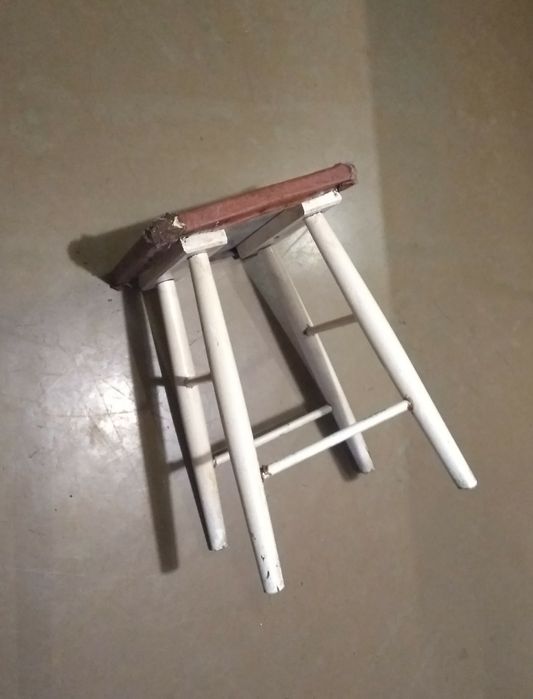 Taboret drewniany PRL