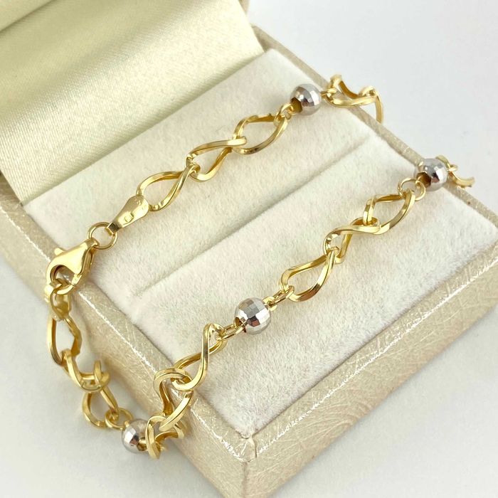 Cudowna ZŁOTA bransoletka z kuleczkami PRÓBA 585 (14K) dł. 19,5 cm