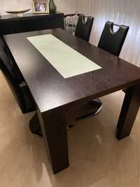 Conjunto mesa sala wenge com 4 cadeiras