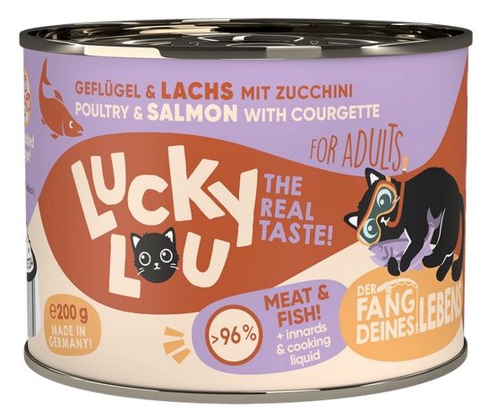 Zdrowa karma dla kota bez zbóż, cukru, GMO Lucky Lou DRÓB i ŁOSOŚ 200g