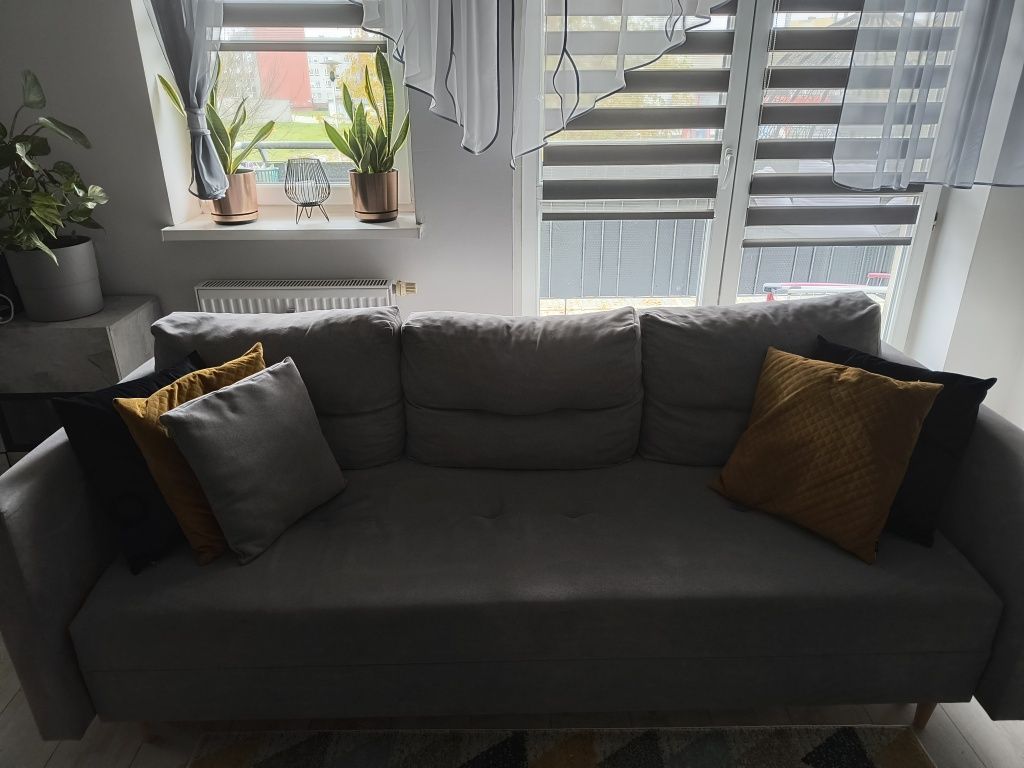 Komplet wypoczynkowy skandynawski do salonu sofa i 2 fotele Szary