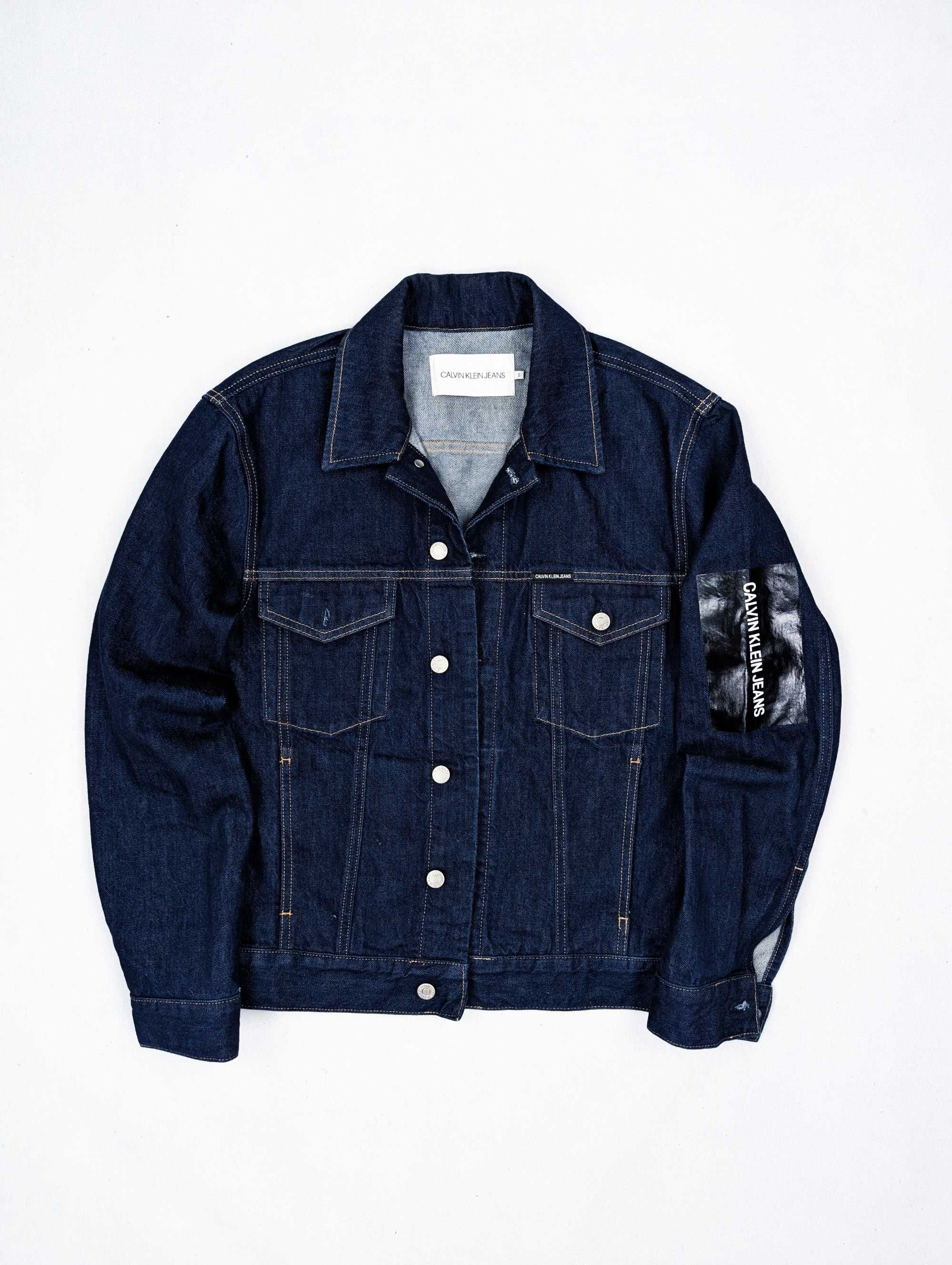 Calvin Klein granatowa kurtka jeansowa katana S logo