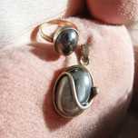 Zestaw vintage PRL srebro z hematytem