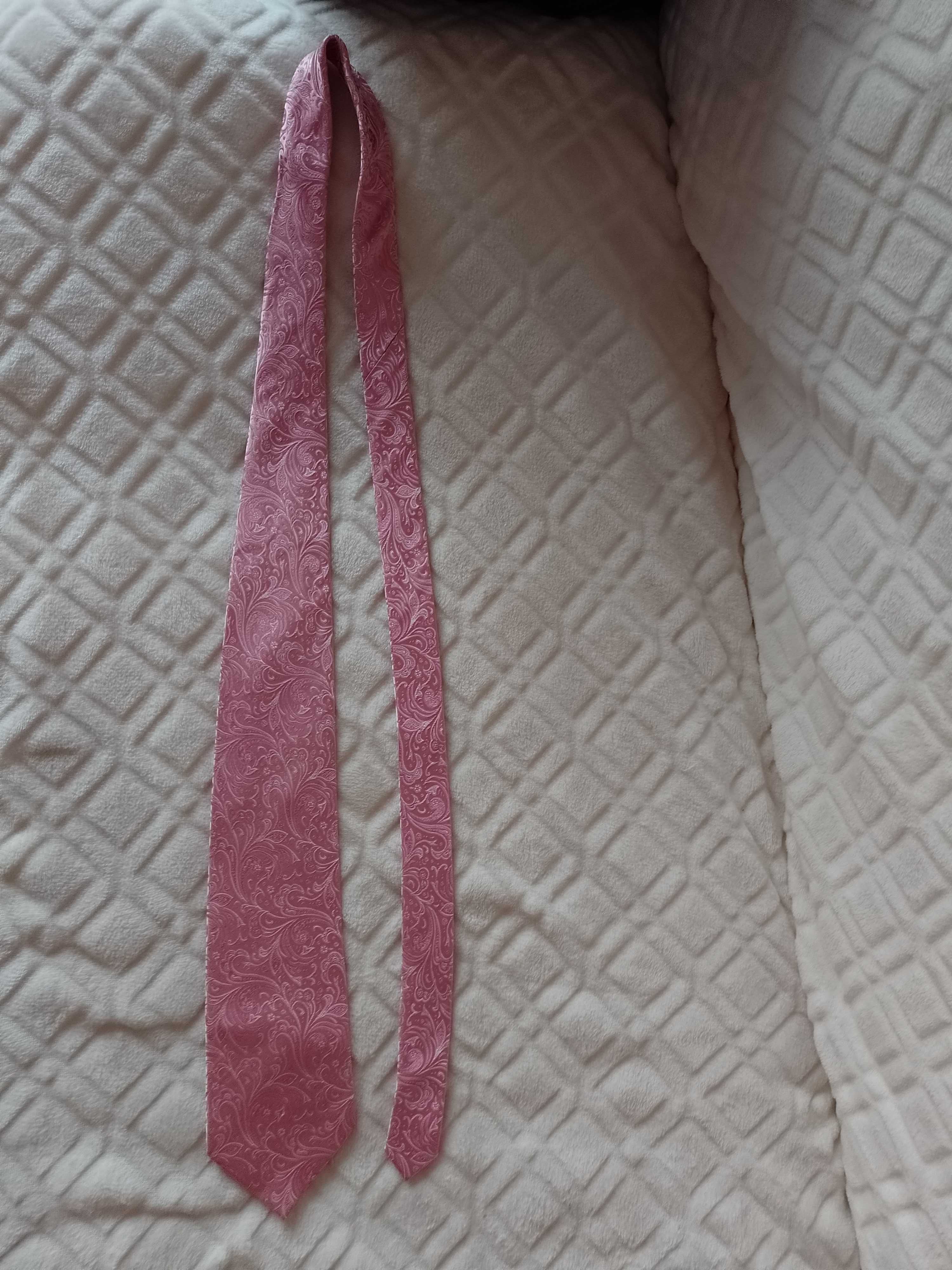 Landisun of Himalaya/Różowy krawat jedwabny ze zdobieniem, jedwab