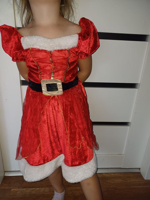 Mikołaj 98 104 przebranie mikołajka Elf 3 4 czerwona sukienka bal