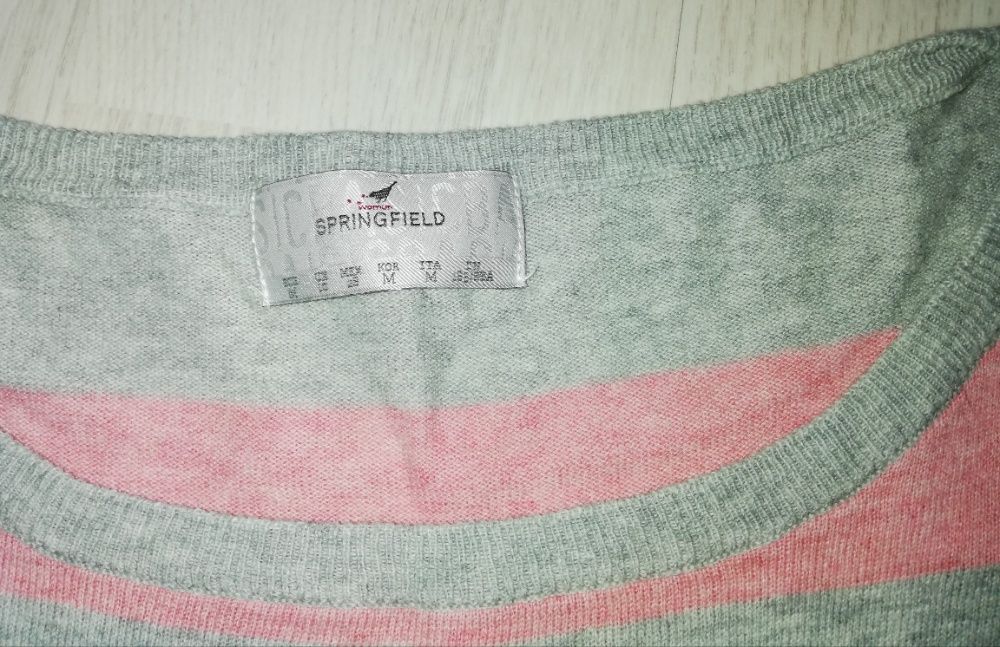 Camisola básica Springfield riscas rosa/cinzento