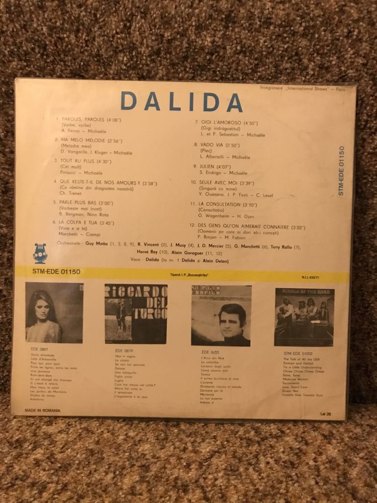 Оригинальная пластинка DALIDA