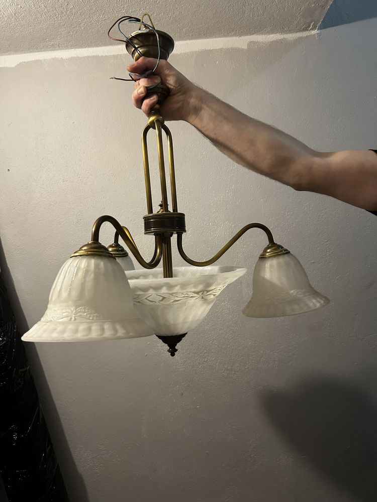 Lampa stylowa retro zloty zyrandol plus kinkiety