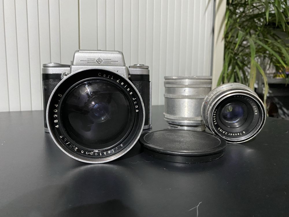 Aparat srednformatowy praktisix obiektyw flektogon 2.8/65 tessar 2.8/8