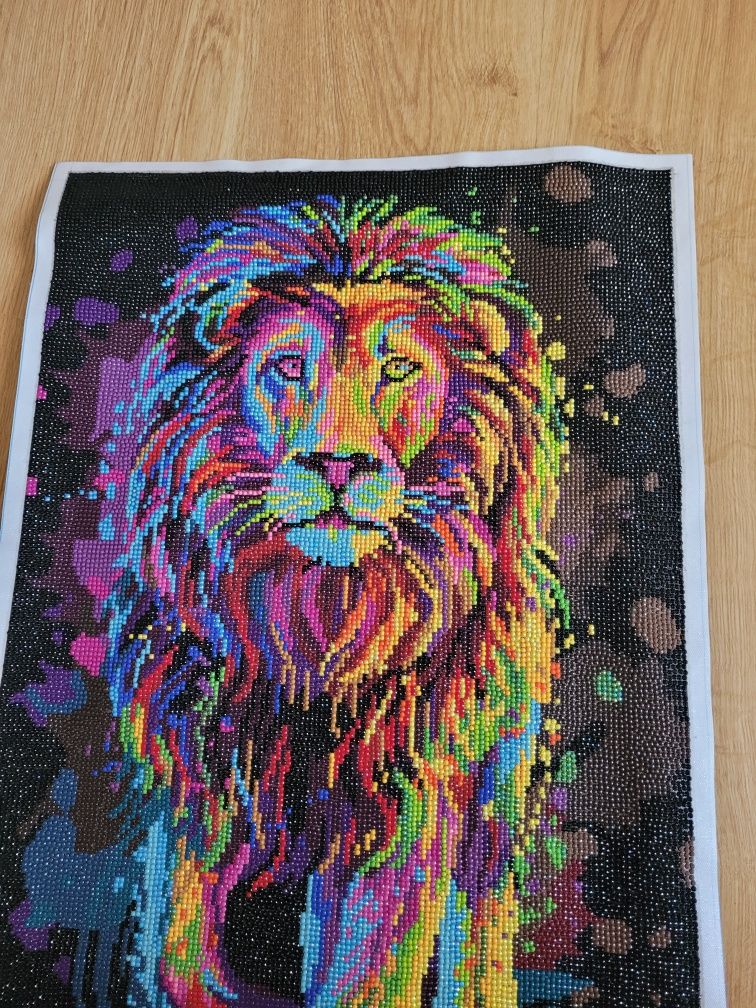Obraz 40x60 lew haft diamentowy