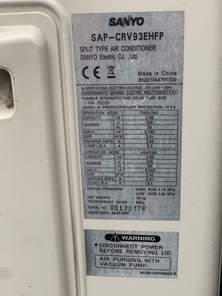 Klimatyzacja  SANYO 2.6 kw