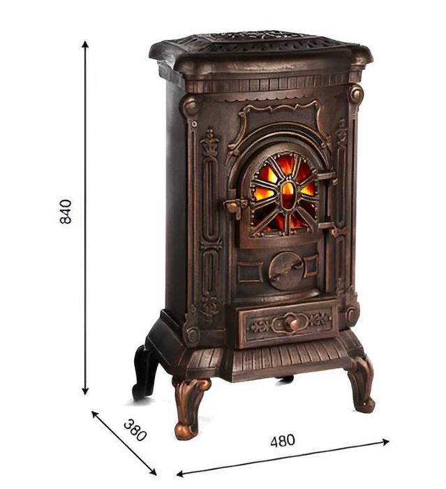 Stylowy PIEC ŻELIWNY wolnostojący KOMINEK 9 kW INGRID ZŁOTY 2 ściany