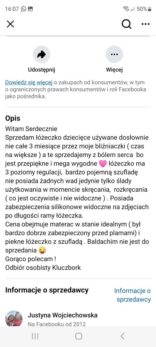 Sprzedam łóżeczko dziecięce 120x60 z materacem