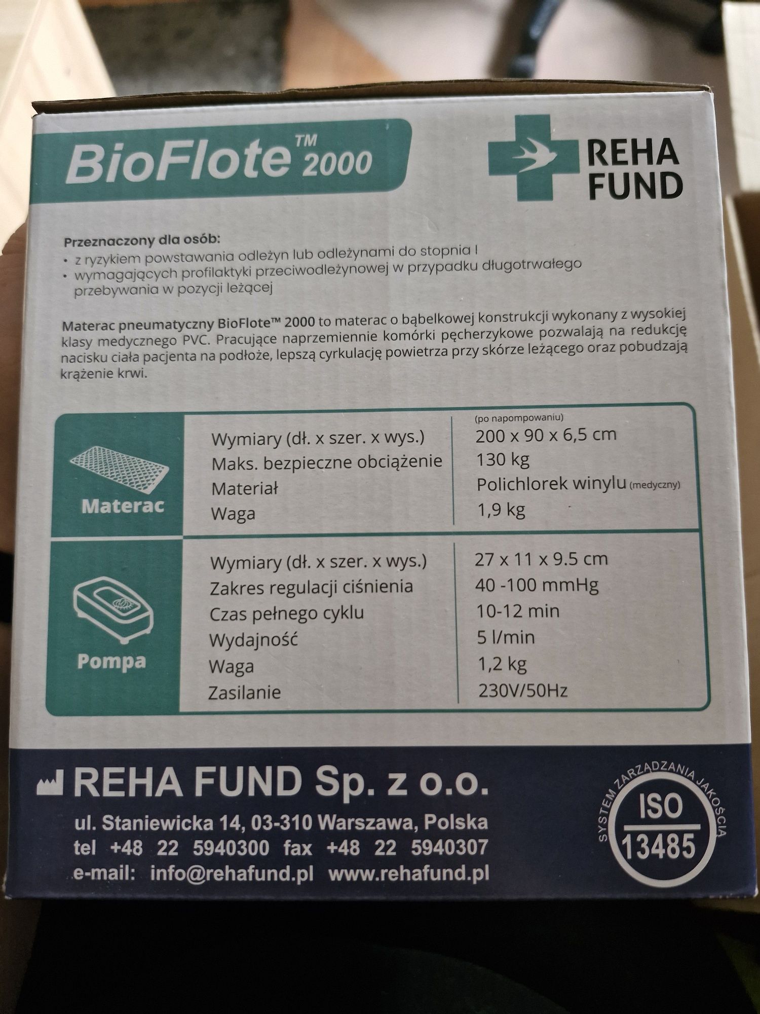 Materac przeciwodleżynowy BioFlote 2000