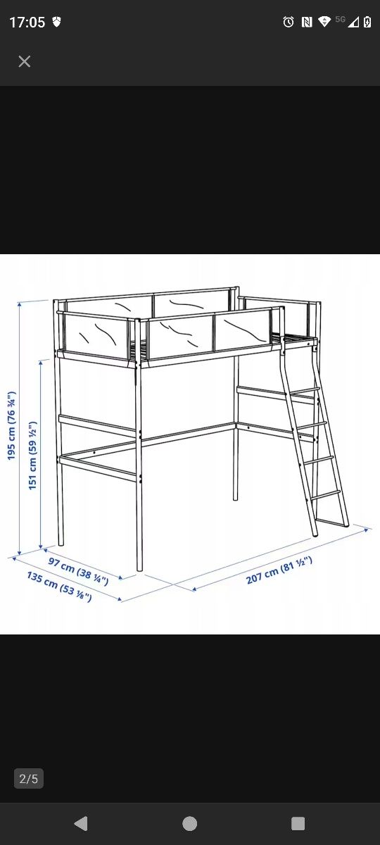 Łóżko piętrowe Ikea Vitval 90x200