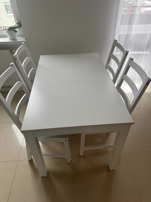 IKEA LANEBERG Stół rozkładany biały 4 NORDVIKEN Krzesło