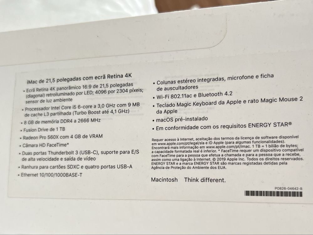 iMac Retina 21,5’ 2019 (valor pouco negociavel)