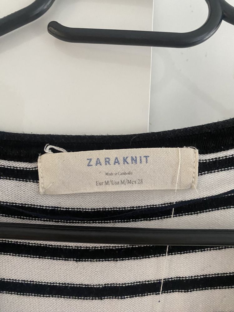Luźna bluzka sweterkowa w paski tshirt sweterek z krótkim rękawem