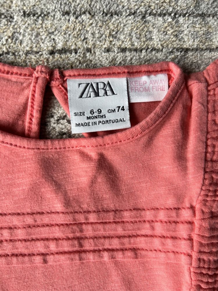 ZARA 74 cm koszulka bluzka t-shirt z falbankami