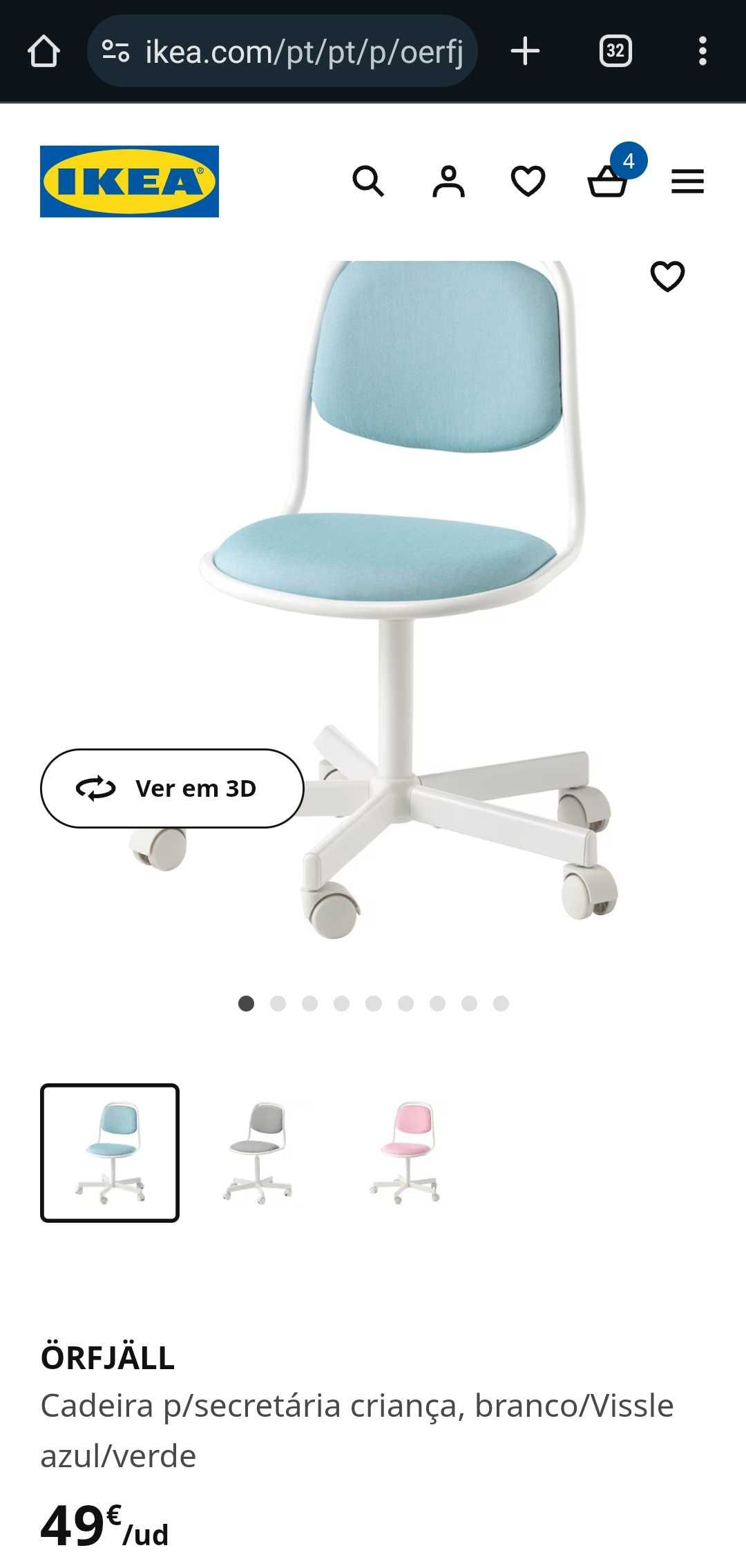 Cadeira infantil ikea cor azul