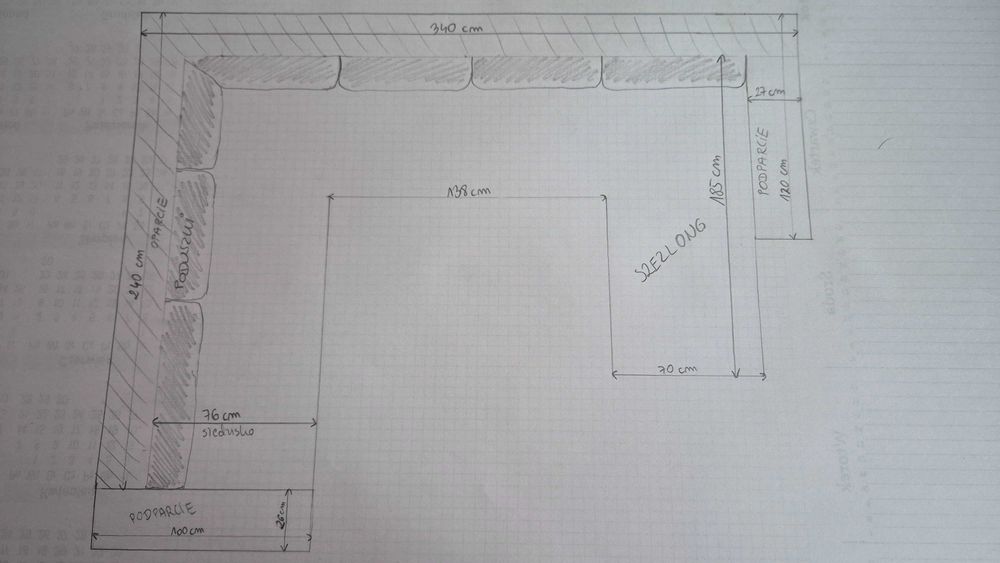 Nowoczesny, duży wypoczynek, narożnik z szezlongiem