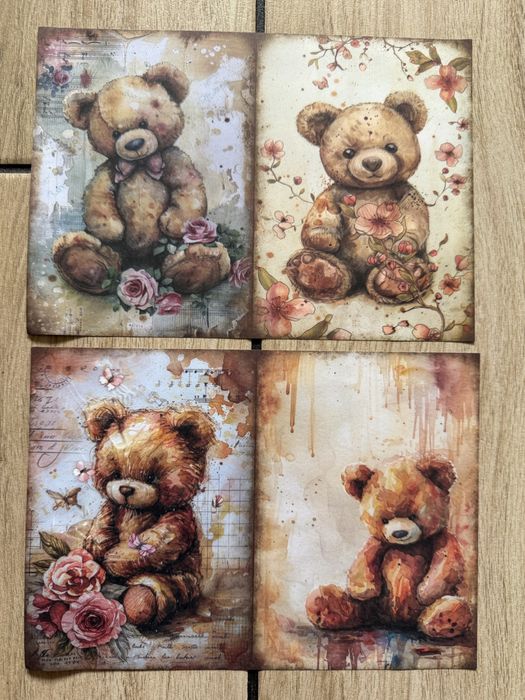 Akwarelowe Misie – Papiery do Scrapbookingu zestaw