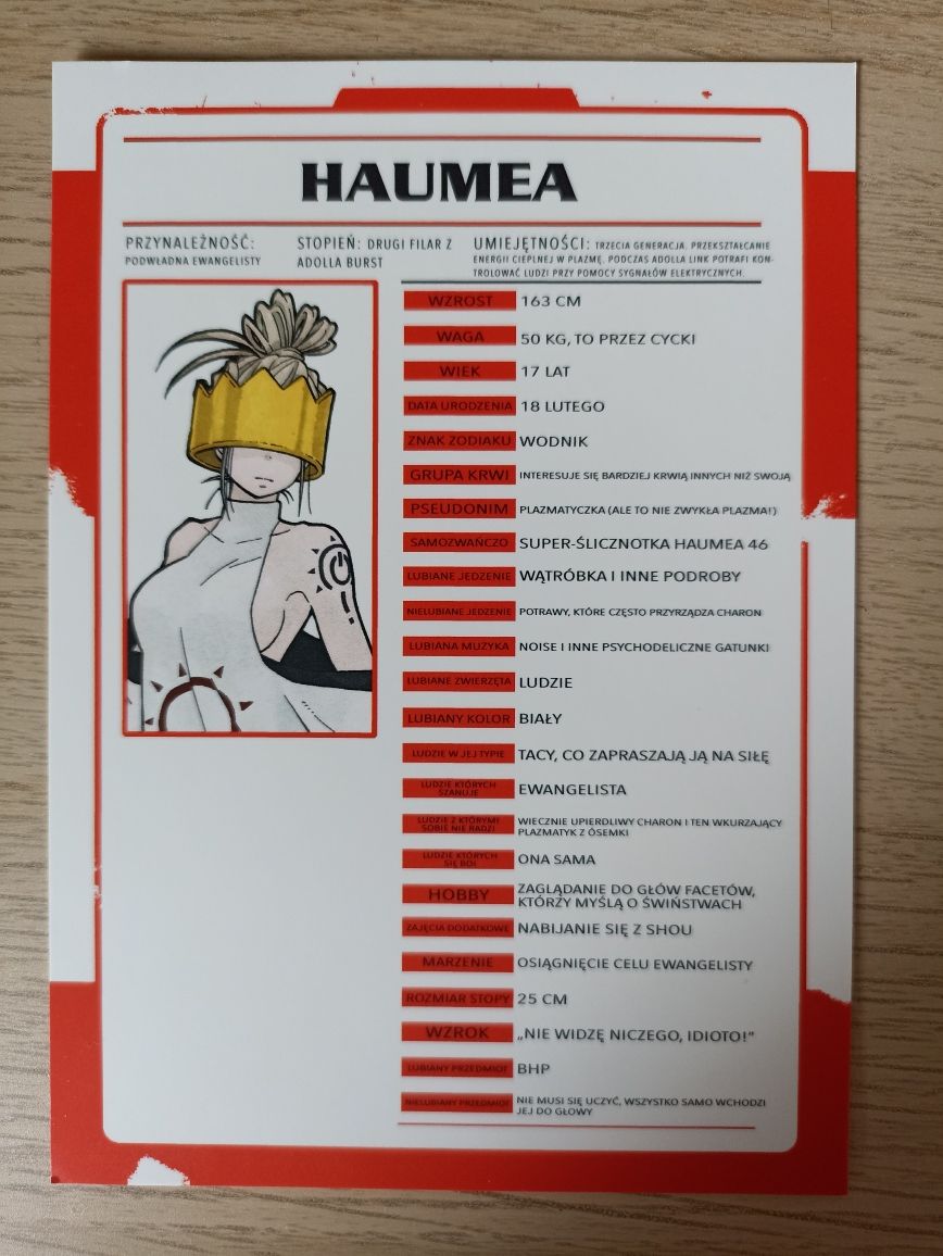 Fire Force karta postaci Haumea anime