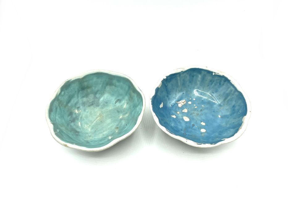 Par de taças porcelana chinesa Qing Dynasty Guangxu século 19 antigas