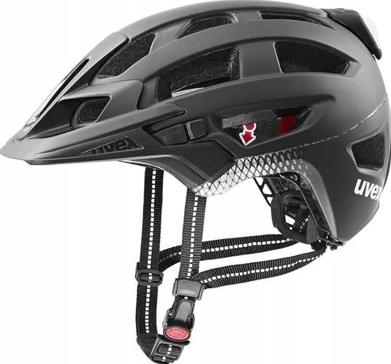 Kask rowerowy unisex z oświetleniem LED r. 52-57 cm black-silver matt