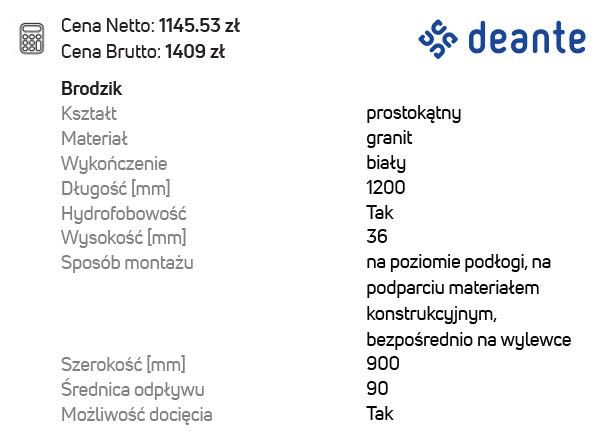 Nowy brodzik Deante Correo 120x90cm