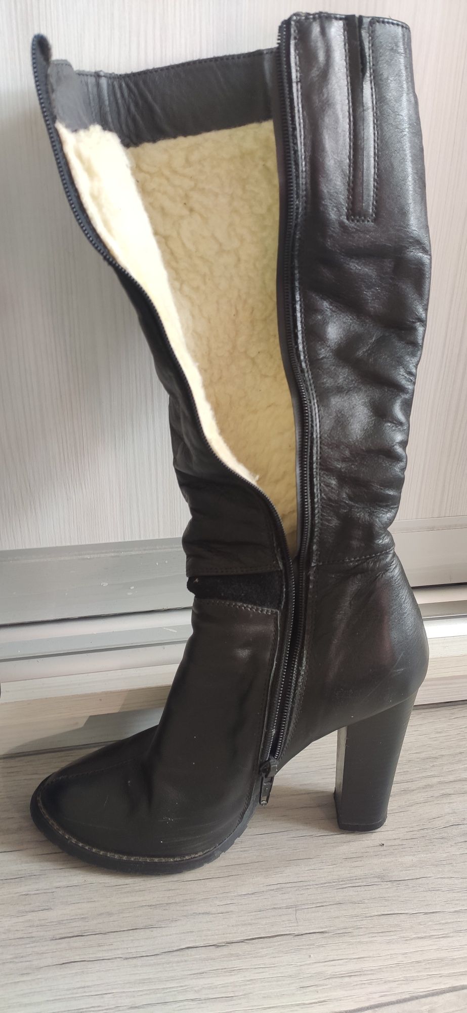 Шкіряні зимові чоботи (сапожки) жіночі 36 розмір