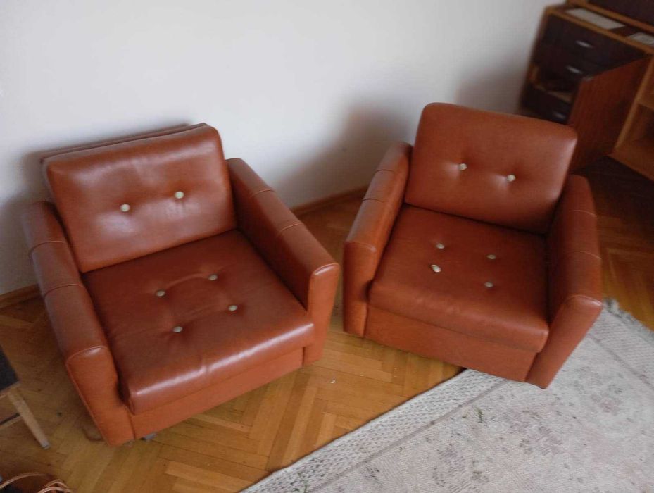 Fotele skórzane lata 80 te 2 sztuki