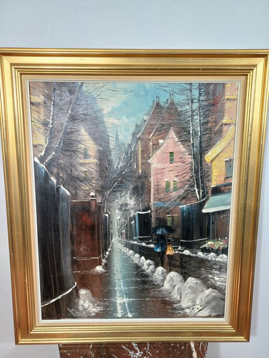 Stary obraz na płótnie Richard Friis Paryż