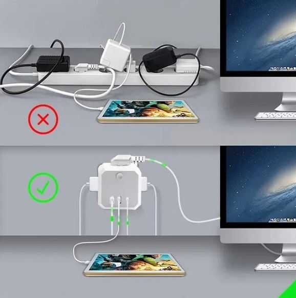 Uchwyt z USB gniazdo 6 w 1 bez kabla (3680 W/16 A) z przełącznikiem