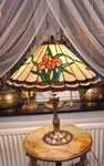 Lampa witrażowa (Tiffany) ,sygnowana ,mosiądz ,wys.54cm,śred.48cm