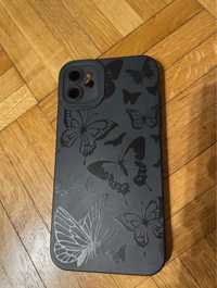 czarne etui plecki case iphone 11 z wzorem motyli