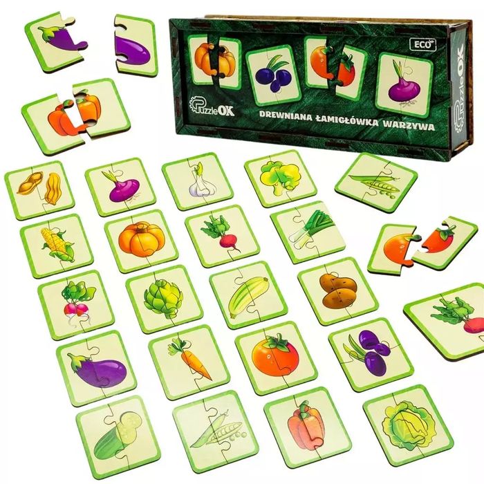 Drewniana lamiglówka warzywa. PuzzleOK