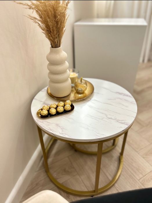 Nowy zestaw dwóch stolików kawowych do salonu glamour komplet loft