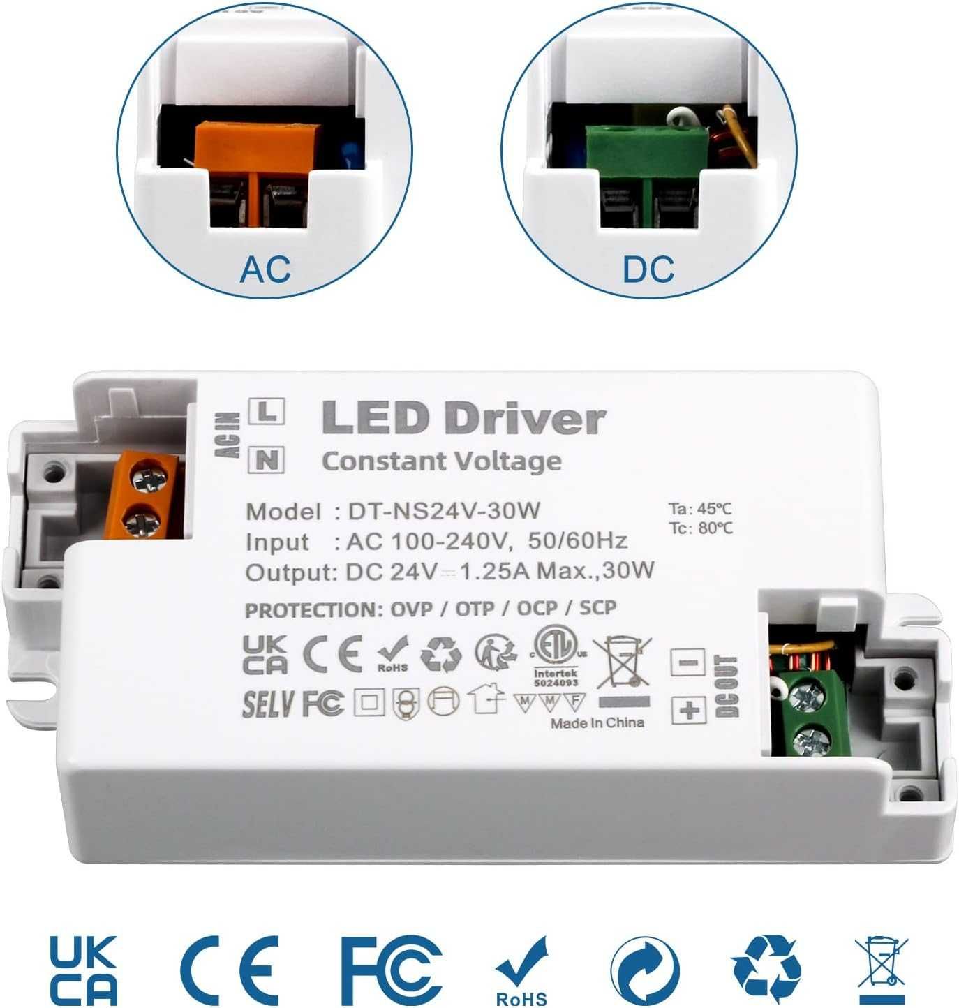 transformator LED 230 V na 24 V DC 1250 mA