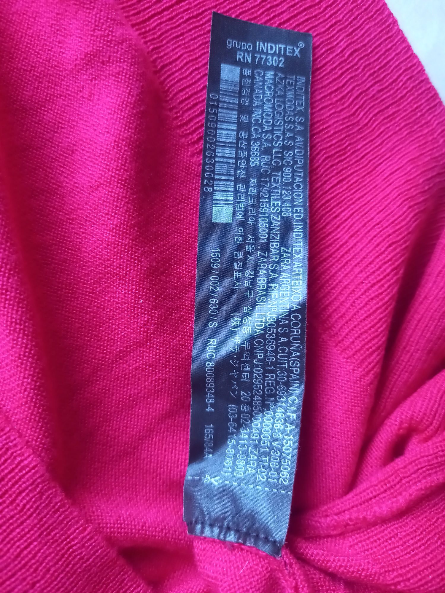 Sweter cienki czerwony ZARA w serek XL XXL Nowy oversize