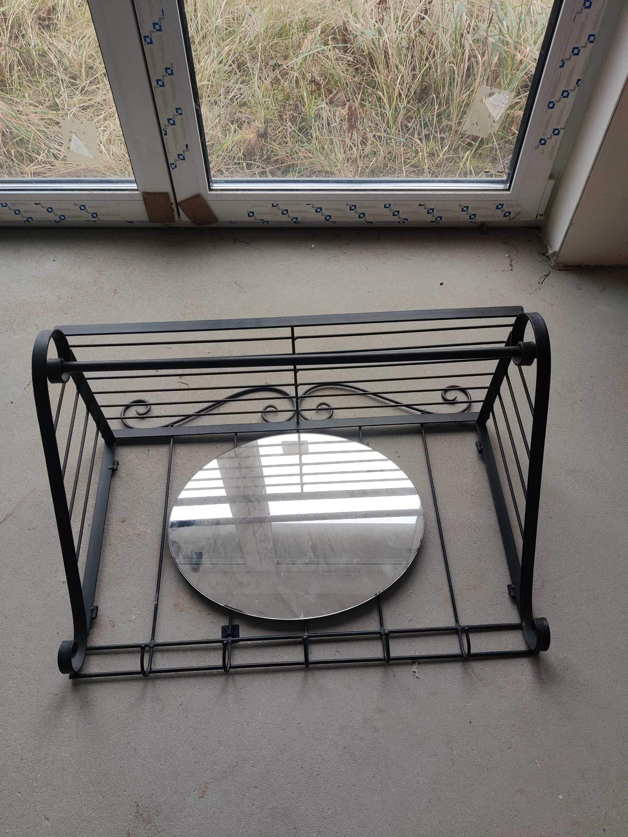 Unikatowy, duży, metalowy wieszak z półką na ubrania, loft