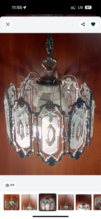 Люстра старинная винтажная хрусталь