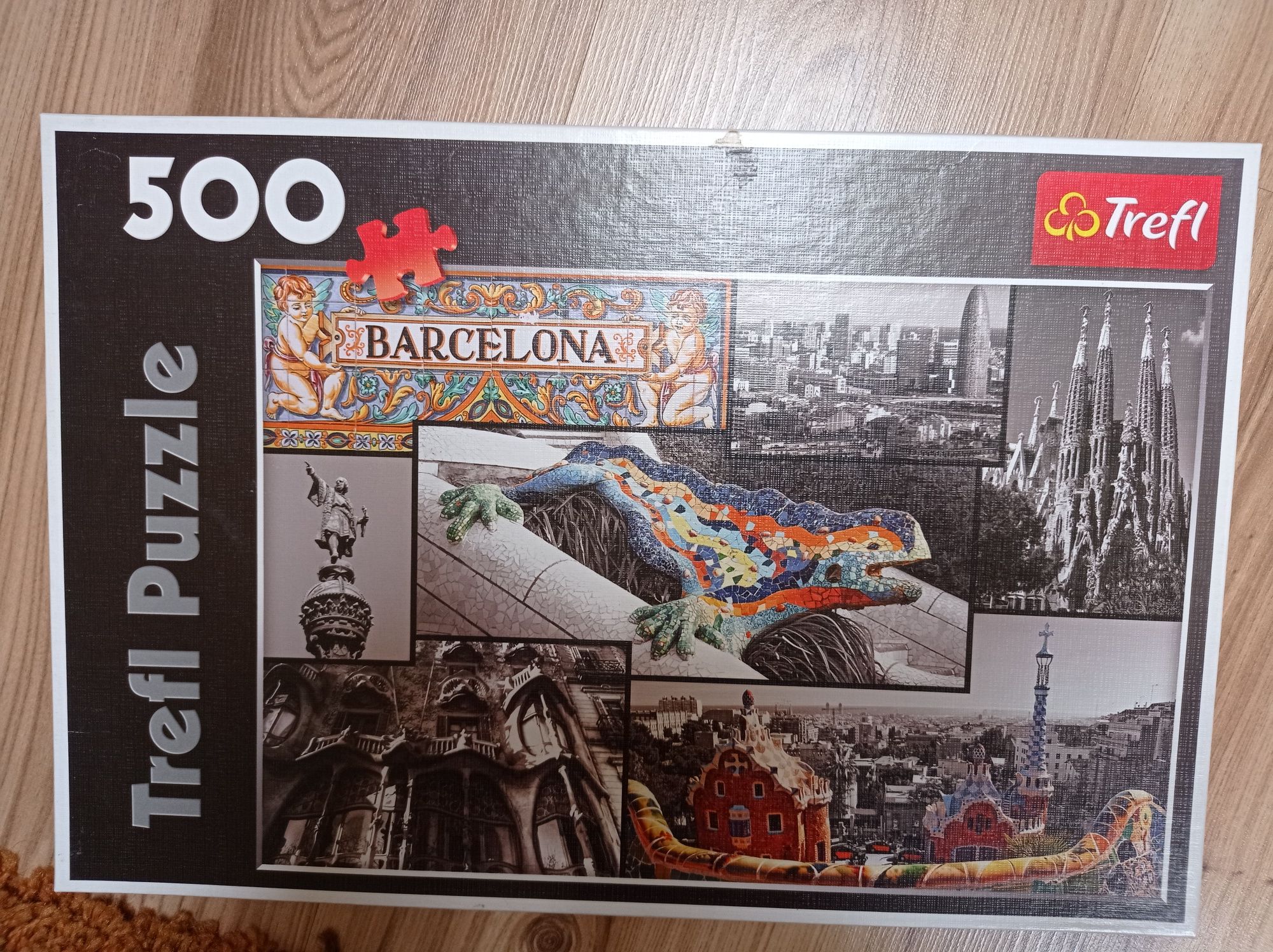 Puzzle trefl 500 elementów, kolaż Barcelona, Hiszpania, zabytki
