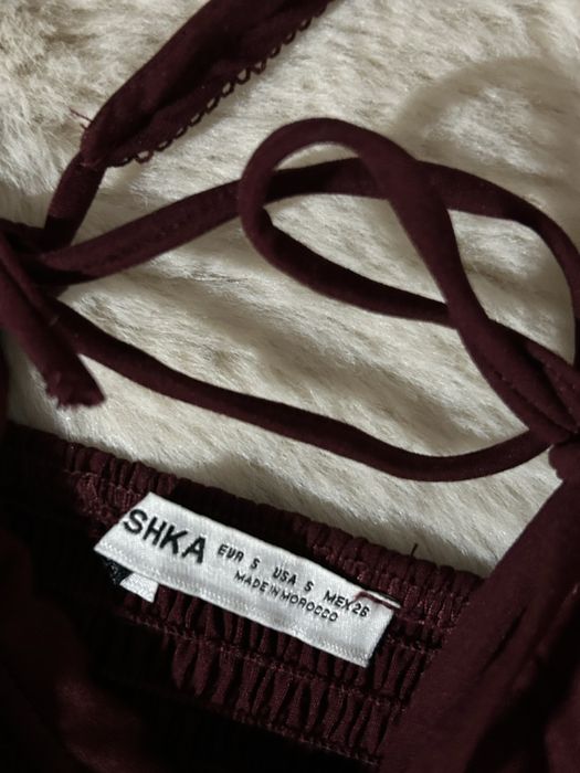 BERSHKA Топ з бантиками бордовий