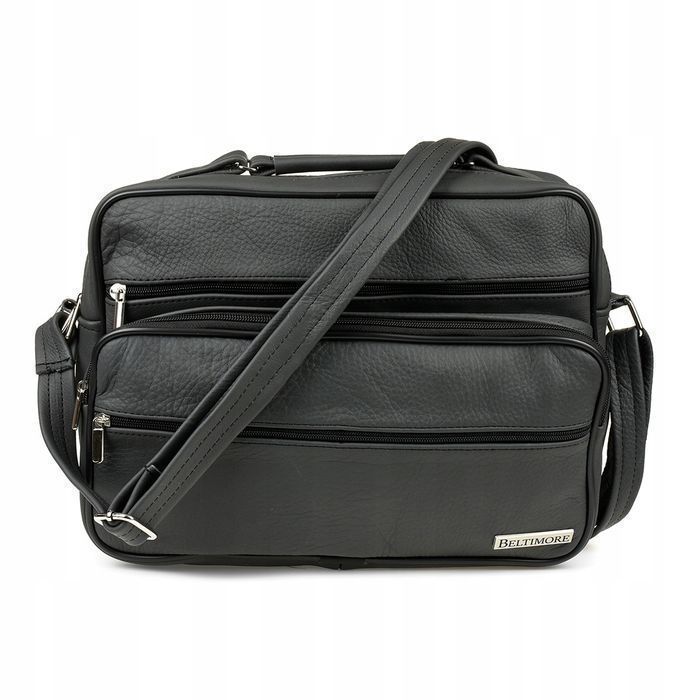 Szara torba męska torba na ramię skórzana torba do pracy pojemna nowa