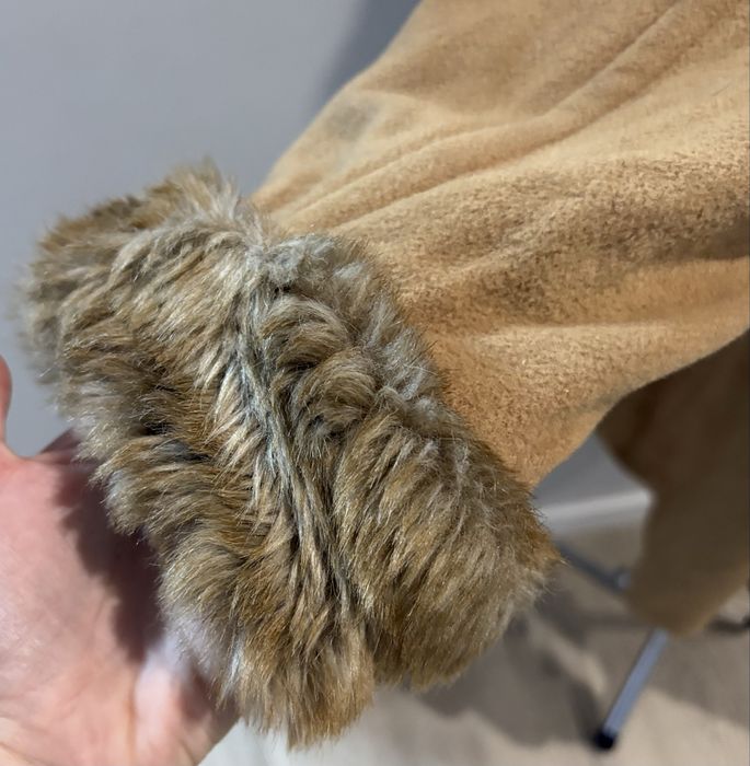 Beżowy płaszcz oversize z wełną i kaszmirem, Made in Italy, M–XL