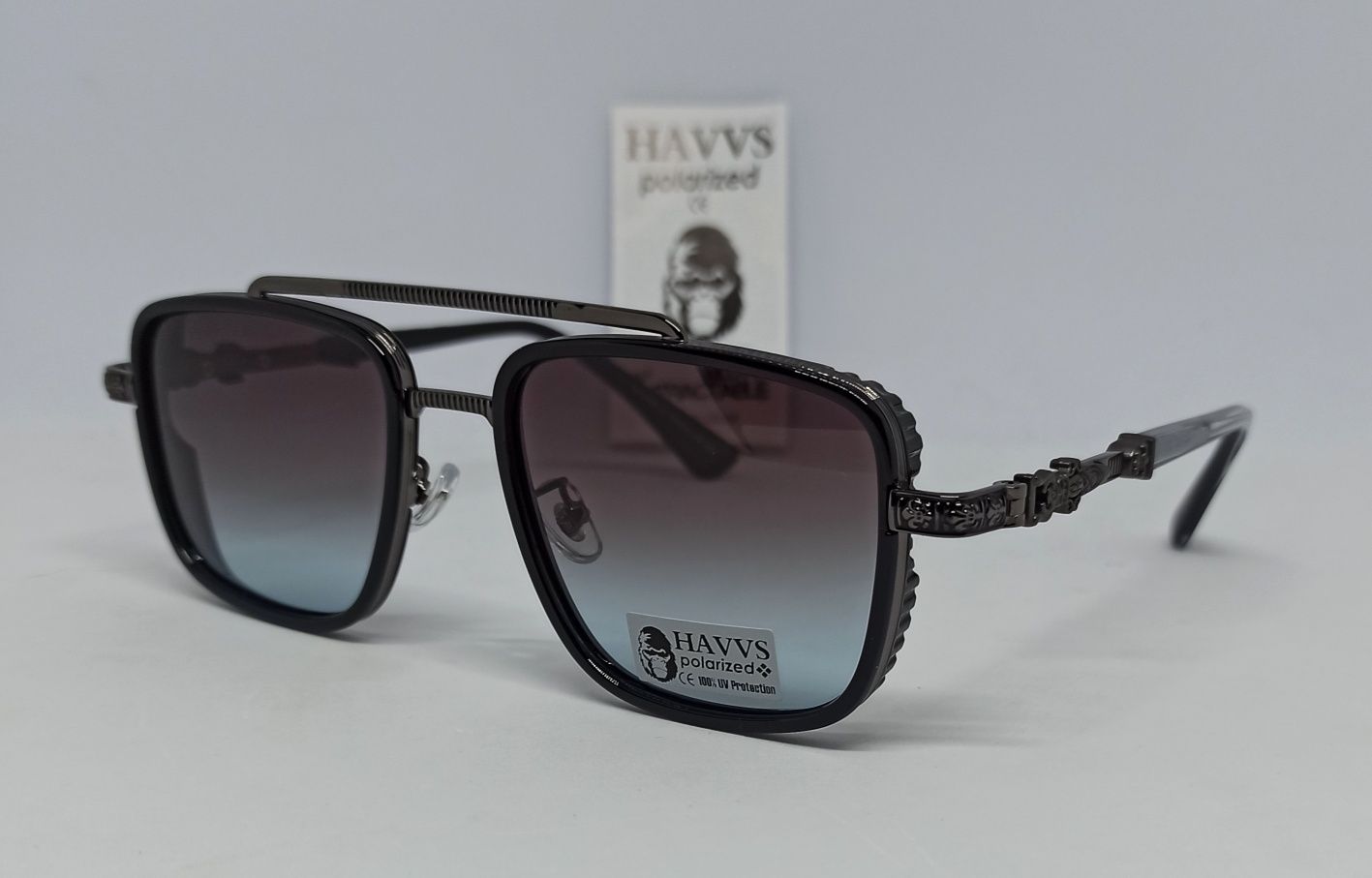 HAVVS очки мужские в стиле Chrome Hearts  сине коричн градиент поляриз