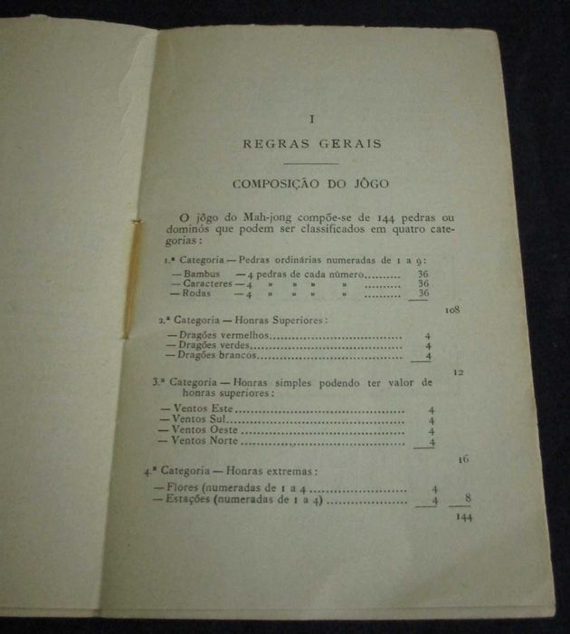 Livro Mah-Jong Teoria Prática e Regras do Jogo Lung-Chang